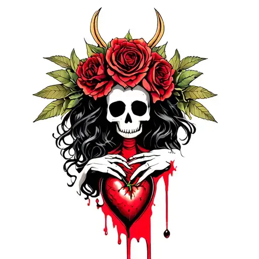Skeleton Queen Holding A Bleeding Heart