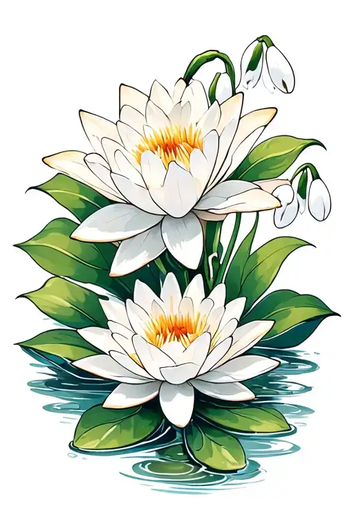 Water Lily And Snowdrop Flowers