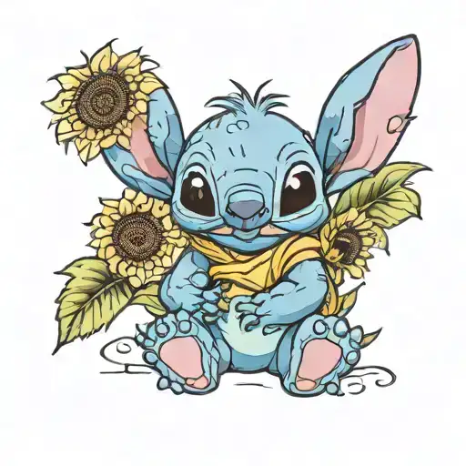 Stitch Holding A Sunflower
