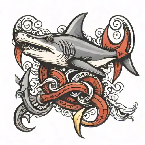 Hammerhead Shark And Anchor