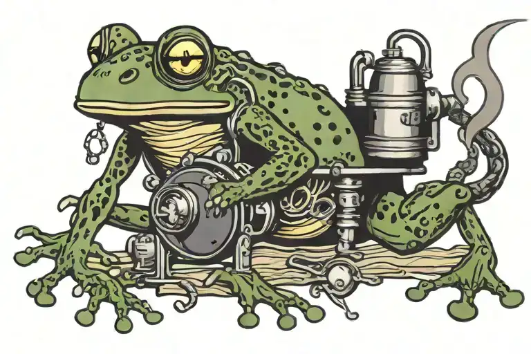 Frog With Moonshine Machine And Moonshine