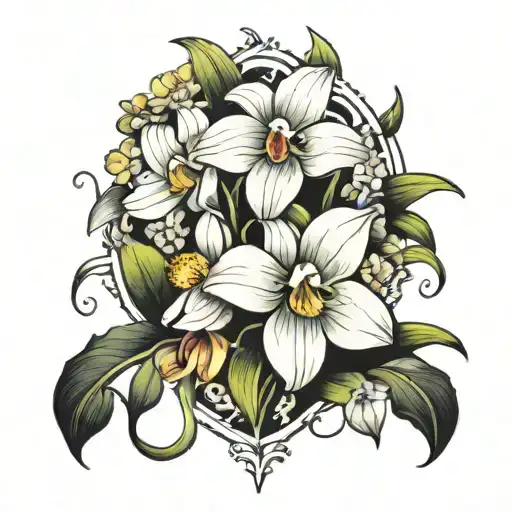 Orchid And Daisy Bouquet