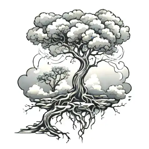 Tree And Clouds Floating