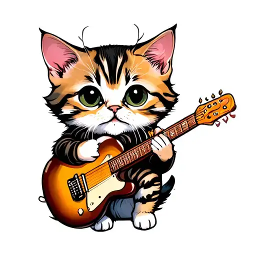 Small Cat Playing Guitar
