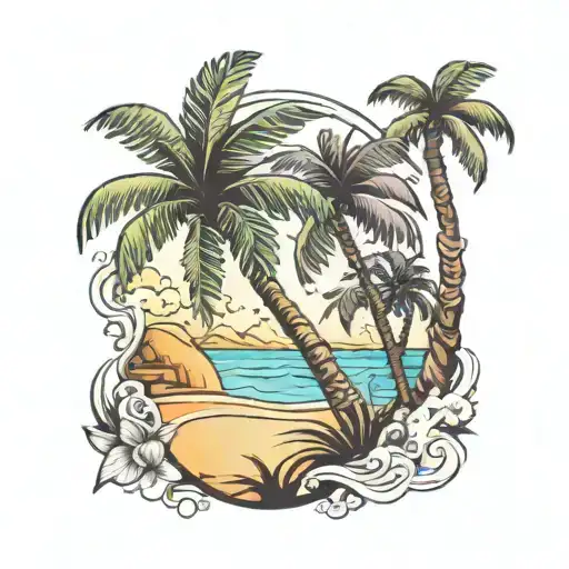 Beach And Palms Tree