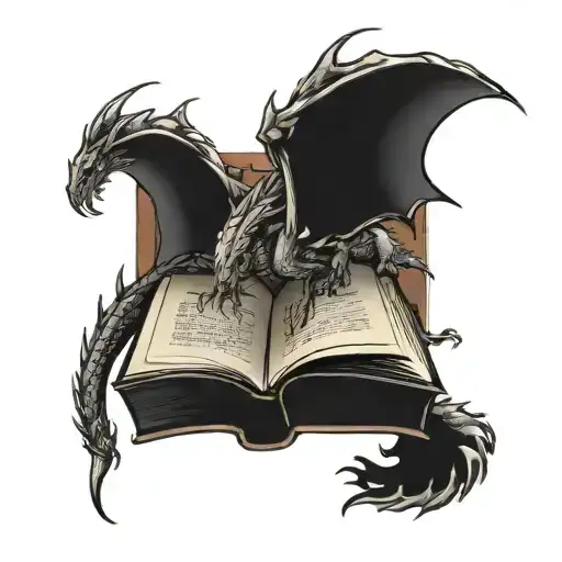 Book With Dragon Emerging