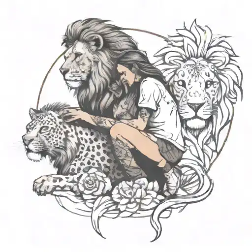 A Wild Lion And A Little Girl Who Calms Him Down