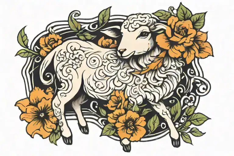Lamb And Floral