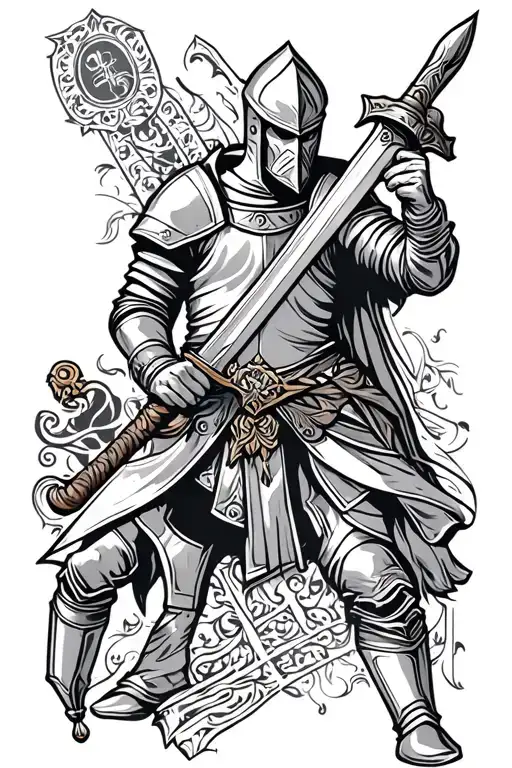 Serbian Knight Holding A Sword