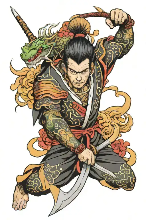 Samurai And Dragons Arm Sleeve