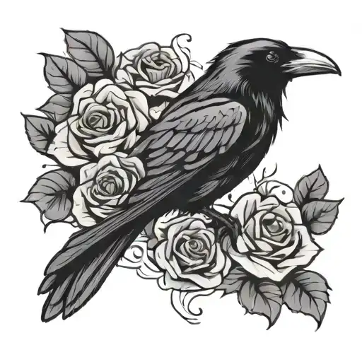 Raven With A Rose In His Mouth