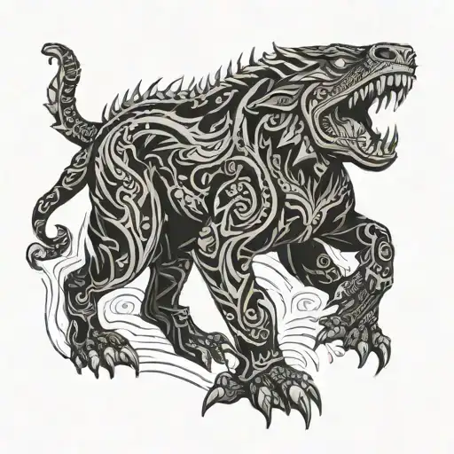 Full Body Of A Black Janguar With Lighting Around It