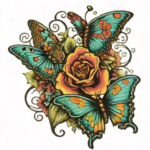 Turquoise Butterflies With The Word Slut Hidden In The Design