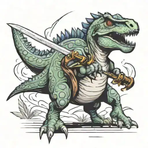 Dinosaur With Katana Sword