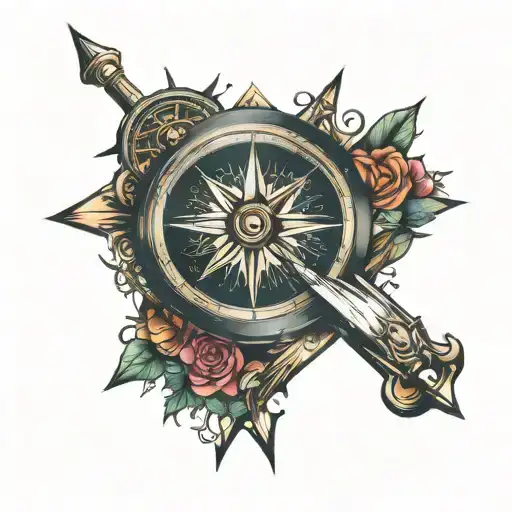 Compass Surrounde By Features