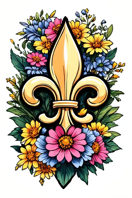 Fleur De Lis Surrounded By Wildflowers