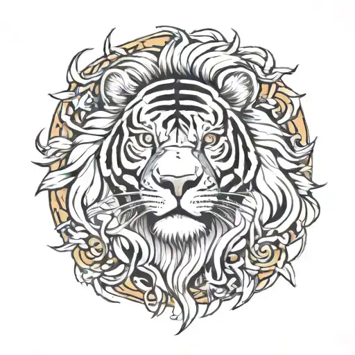 Lion Tiger Surrounded