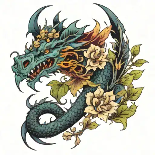 Dragon With Flowers