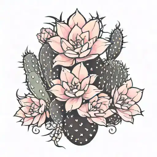 Pink And Black Cactus