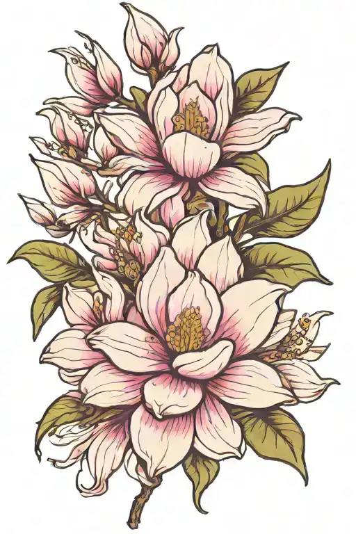 Magnolia Flower With Lily Flower Bouquet