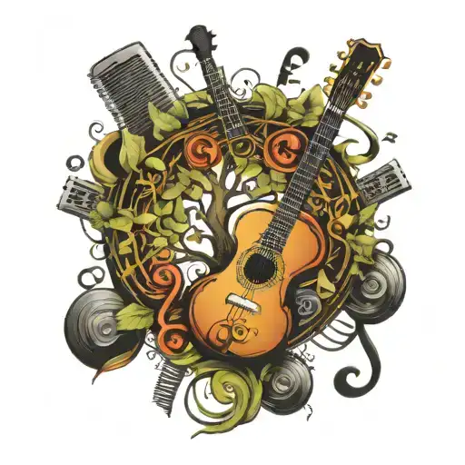 Tree Made Of Musical Instruments Forming Musical Notes