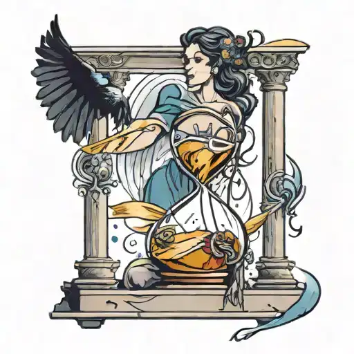 An Hourglass With A Women Falling Inside Roman Coloseum