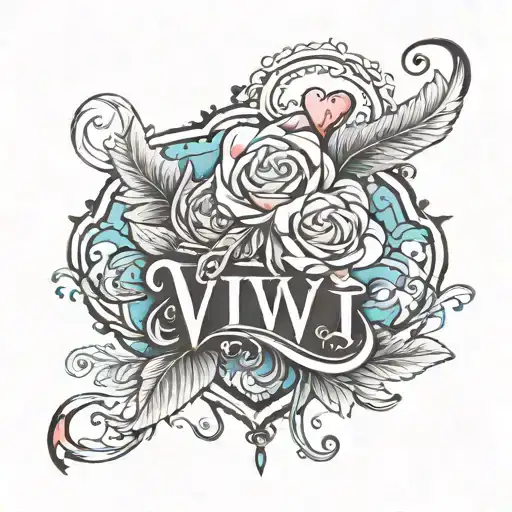 The Name Viivi In Kursiv And With Lots Of Hearts In The Background That Are Fading