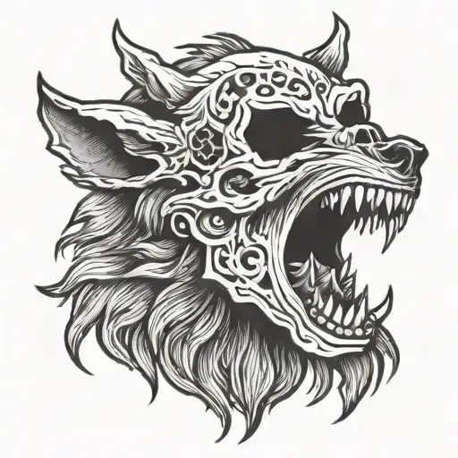 Skull And Wolf Howling