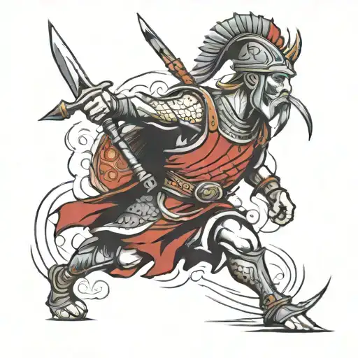 Warrior With Blade With Lonly Ness Heading Back To Village