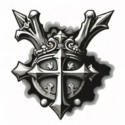 Cross Made With 3 Nails Holding A Thron Crown