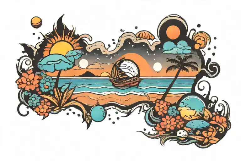 Beach Sunset Space Surrounded