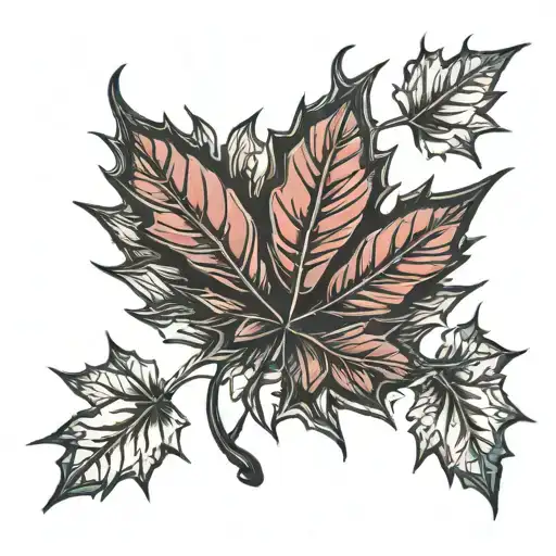 Red Maple Leaf Tattoo Flashes