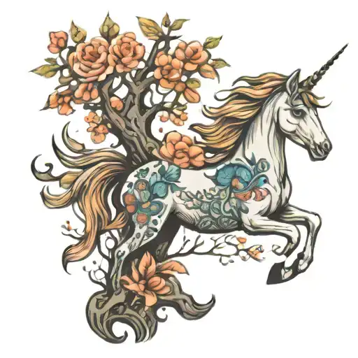 Unicorn And Tree Of Life