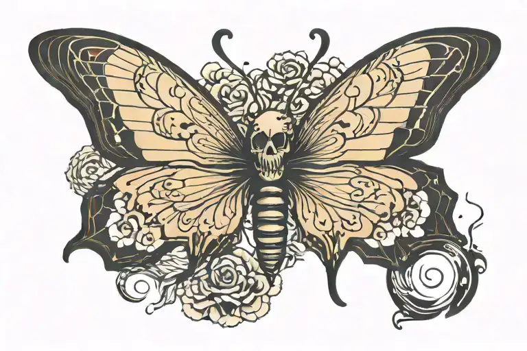 Butterfly With Minimal Shading And A Skull