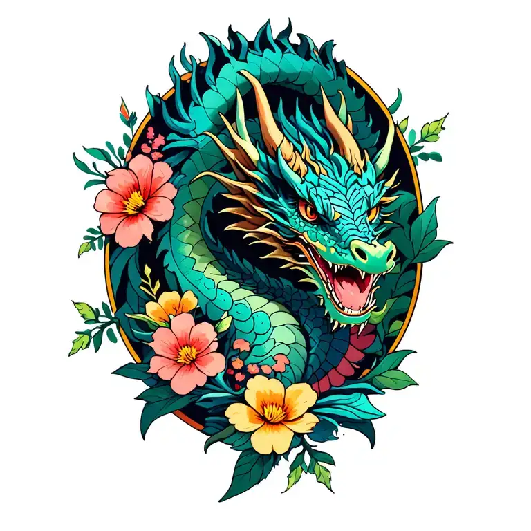 Dragon Hidden In Flowers