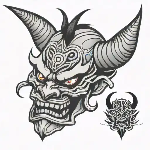 Very Basic Oni Mask With Stars And Bold Lines