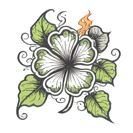 4 Leaf Clover Burning Into Ashes