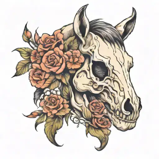 Horse Skull With Flowers