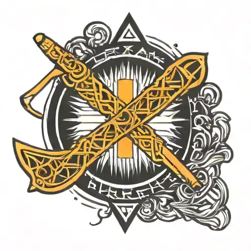 Lacrosse Stick Nordic Runes Forming