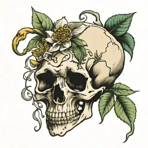 Honeysuckle Growing From Skull