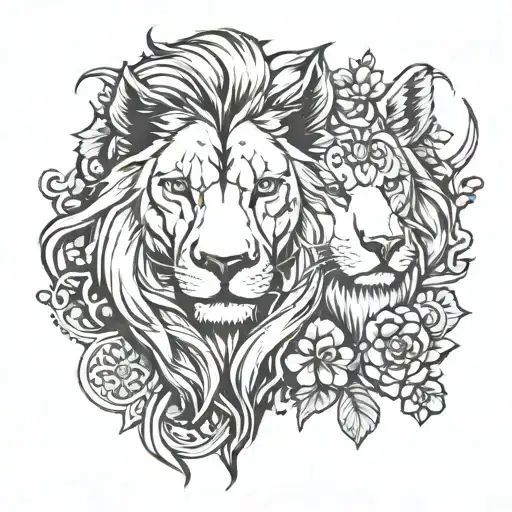 Lion And Wolf With Clover