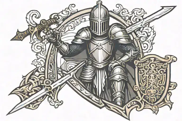 Knight Holding A Sword With Sheild