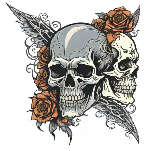 Half Skeleton Skull Half Human Face