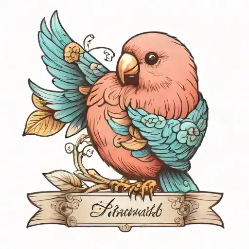 Cute Lovebird With Banner