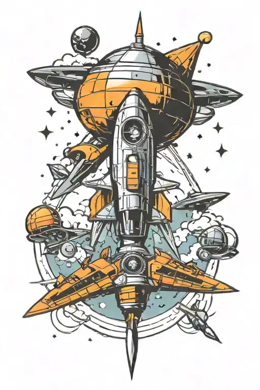 Space Ship And Satellite