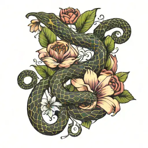 Flowers Snake Wrapped