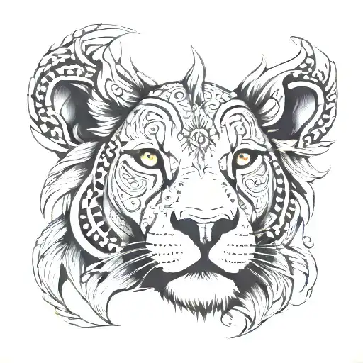 Lion With Detailed Eyes Reflecting Personal Development