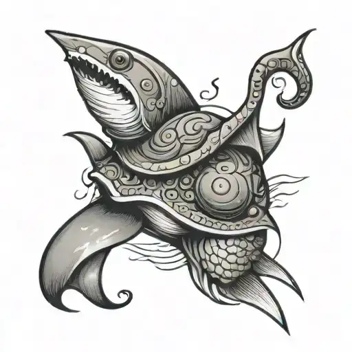 Snail Riding A Shark