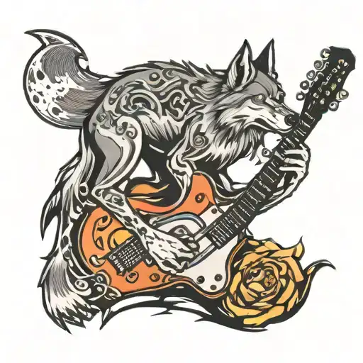 Car Guitar Wolf Moon