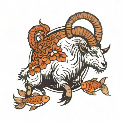 Mountain Goat With Two Koi Fish